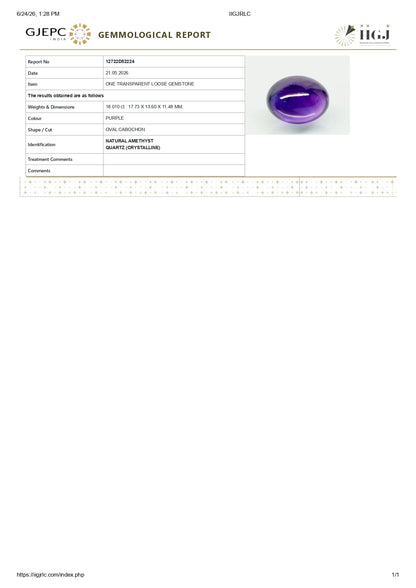 NATURAL AMETHYST 18.01 CARATS