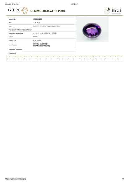NATURAL AMETHYST 14.21 CARATS
