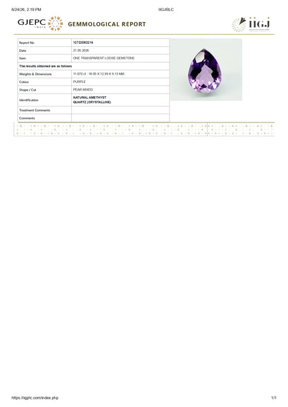 NATURAL AMETHYST 11.67 CARATS