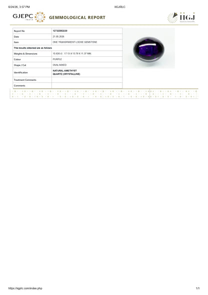 NATURAL AMETHYST 15.63 CARATS