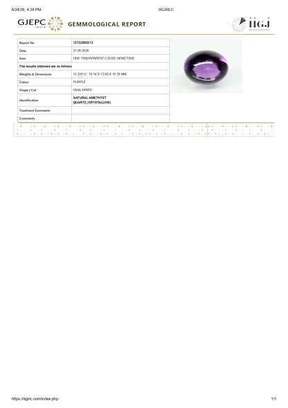 NATURAL AMETHYST 12.22 CARATS