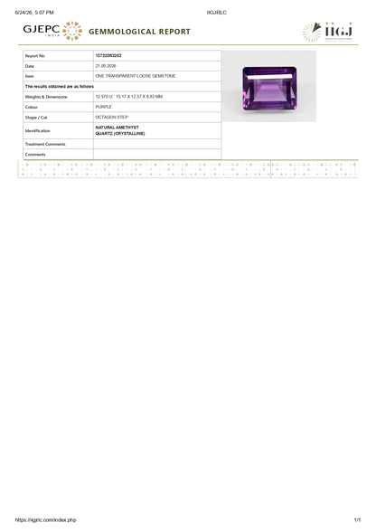 NATURAL AMETHYST 12.57 CARATS