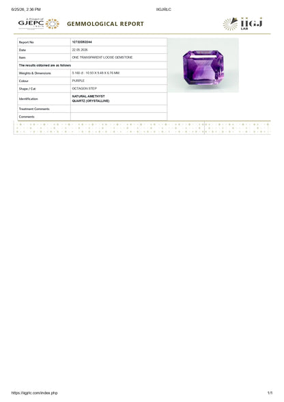 NATURAL AMETHYST 5.16 CARATS