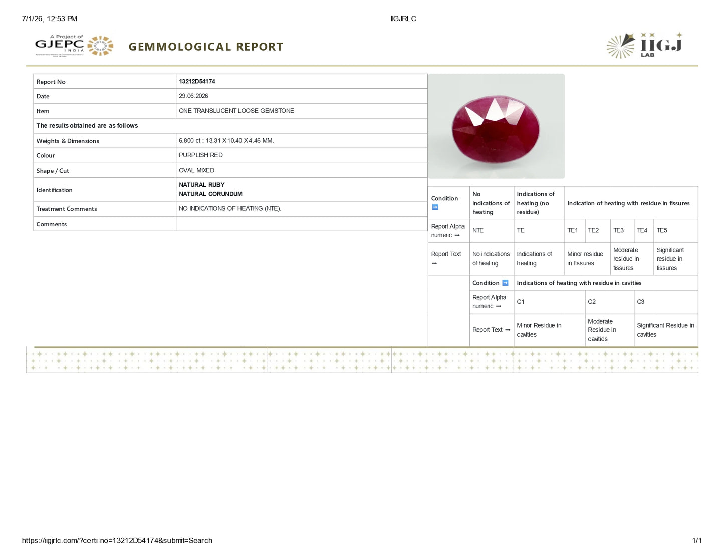 Natural African Ruby (Manik) 6.80 Carats