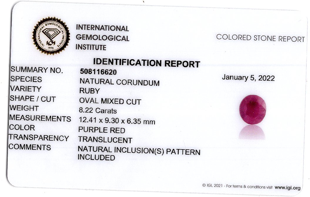 Natural African Ruby (Manik) 8.22 Carats