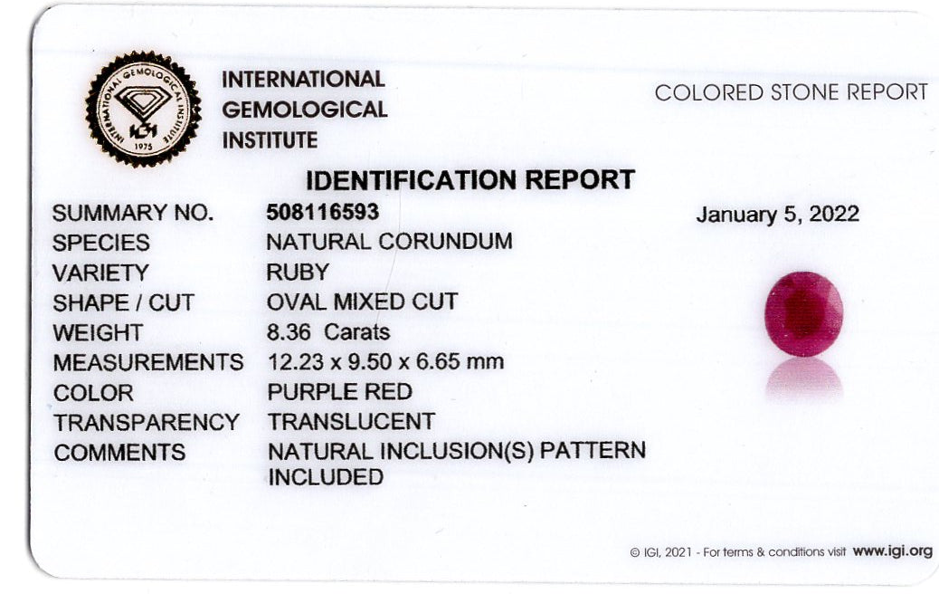 Natural African Ruby (Manik) 8.36 Carats