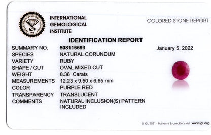 Natural African Ruby (Manik) 8.36 Carats