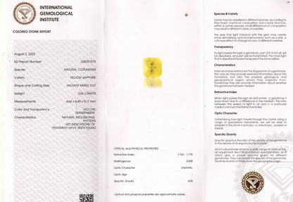 Natural Yellow Sapphire (Pukhraj) 2.06 Carats