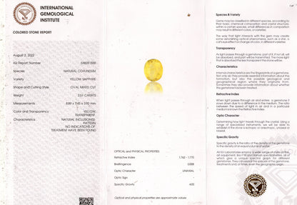Natural Yellow Sapphire (Pukhraj) 2.51 Carats