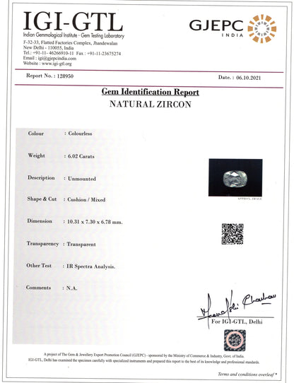 Natural Zircon 6.02 Carats