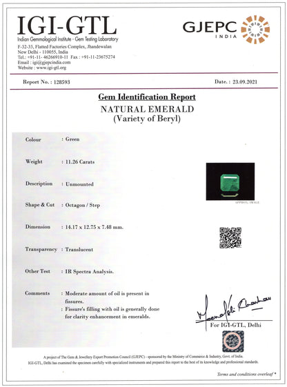 Natural Zambian Emerald (Panna) 11.26 Carats