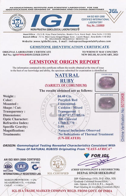 Natural African Ruby (Manik) 4.40 Carats