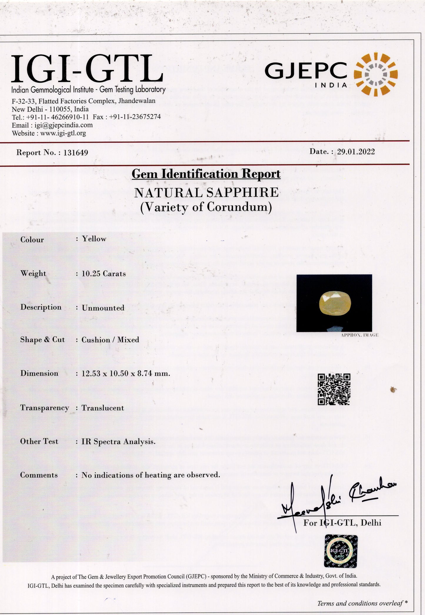 Natural Yellow Sapphire (Pukhraj) 10.25 Carats