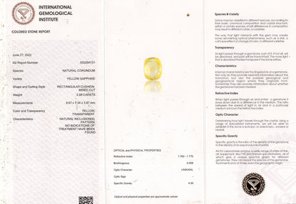 NATURAL YELLOW SAPPHIRE (PUKHRAJ) 2.99 CARATS