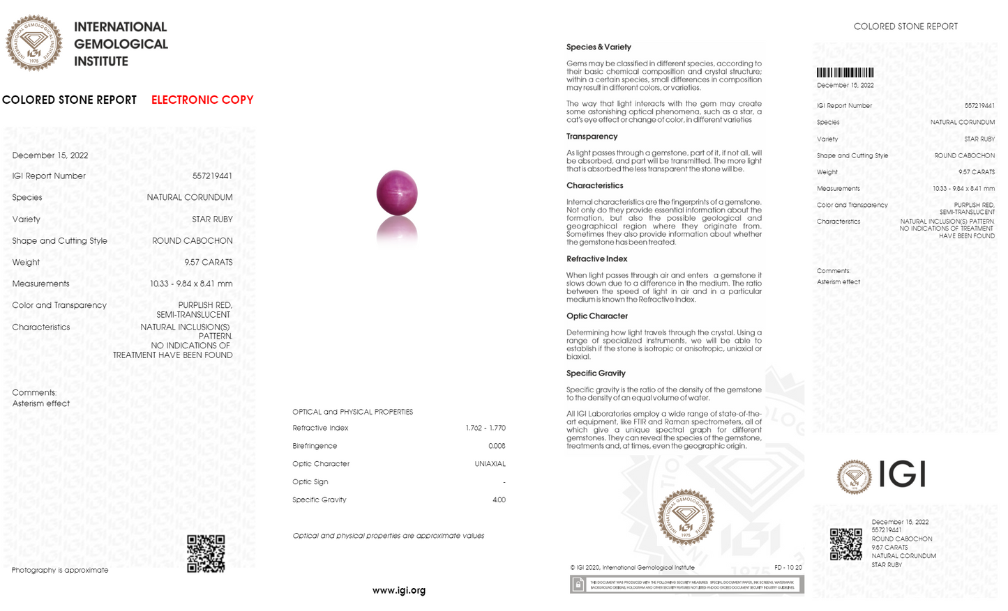 Burmese Ruby (Manik) 9.57 Carats