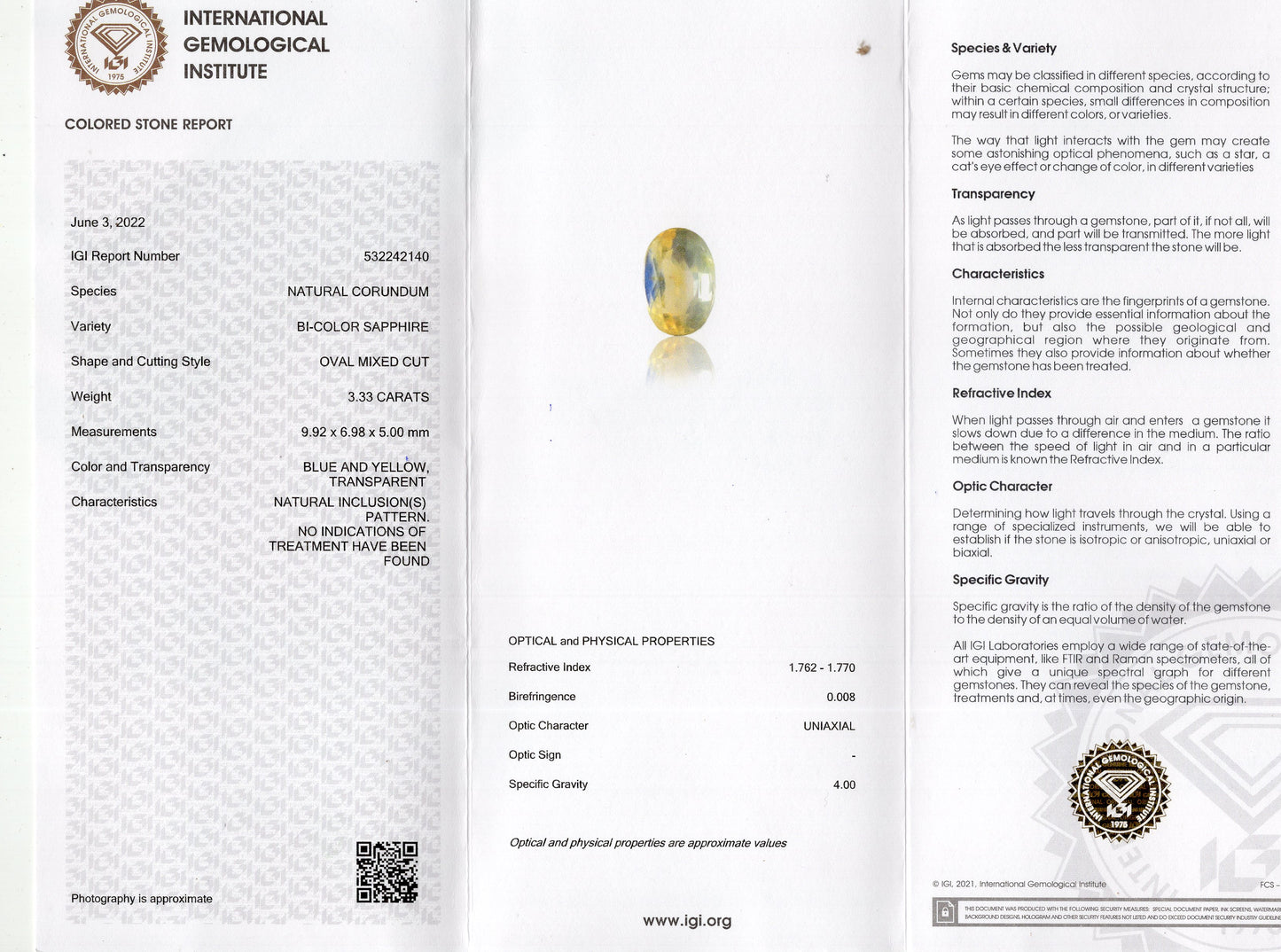 Natural Pitambari 3.33 Carats