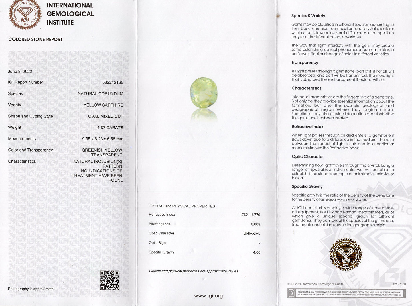 Natural Pitambari 4.87 Carats