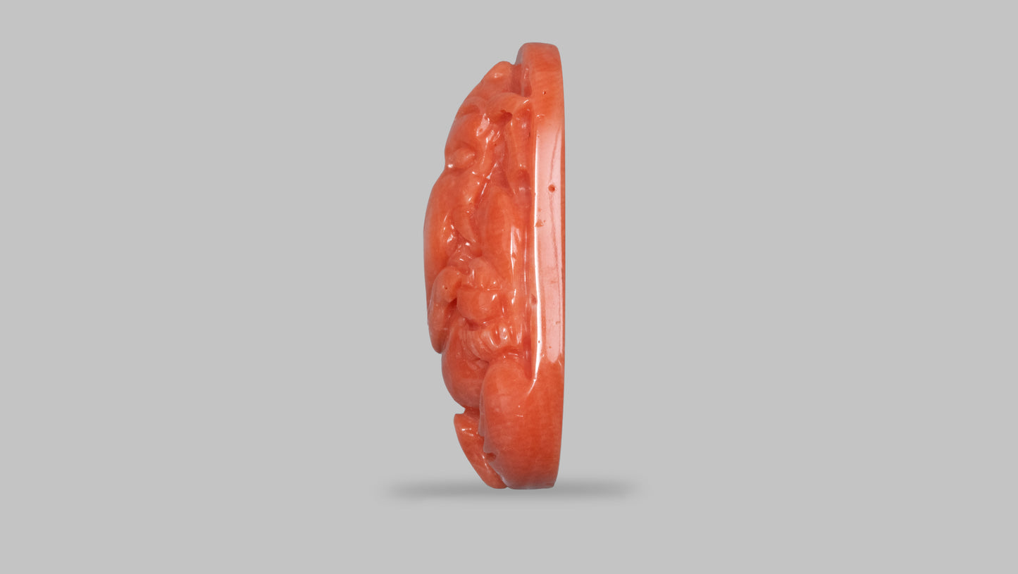 Japanese Ganesh Carving Red Coral (Moonga) 7.90 Carats