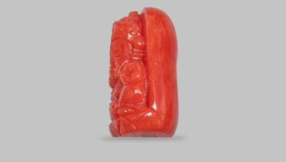 Japanese Ganesh Carving Red Coral(Moonga) 12.97 Carats