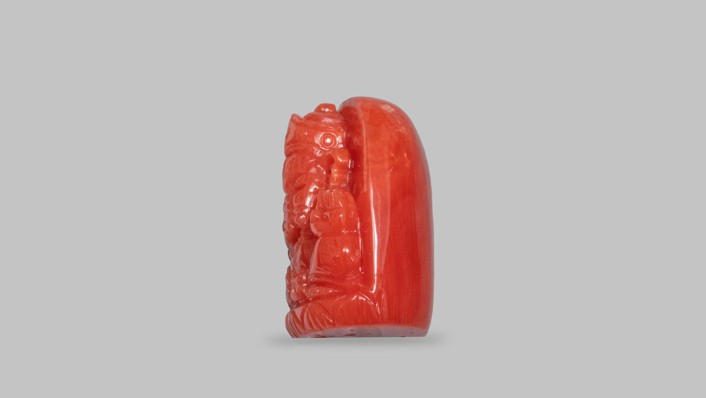 Japanese Ganesh Carving Red Coral(Moonga) 31.33 Carats