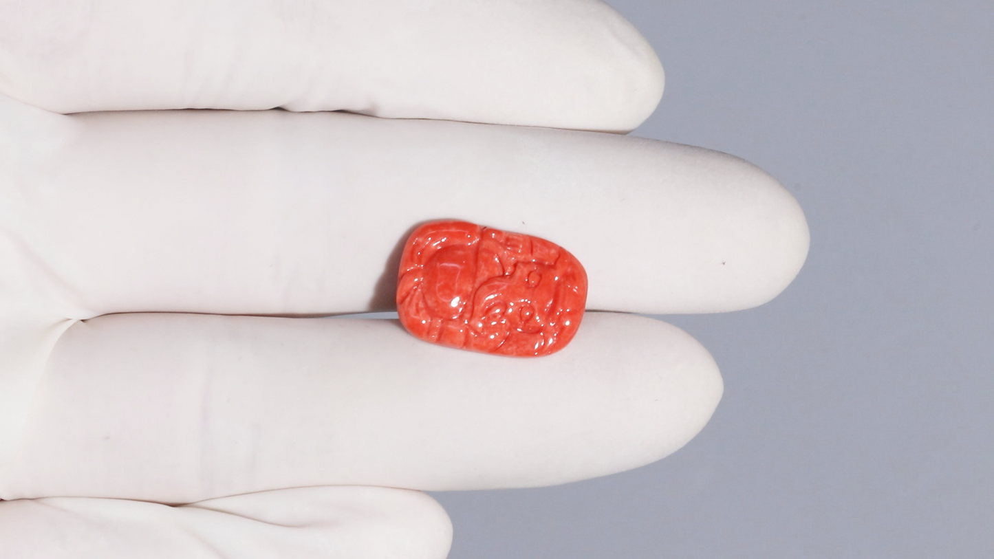 Japanese Ganesh Carving Red Coral(Moonga) 6.32 Carats