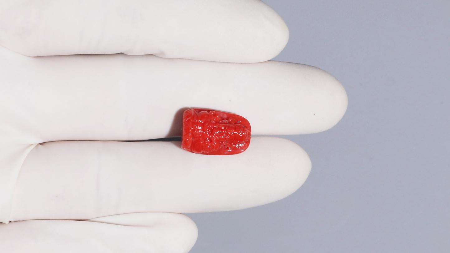 Japanese Ganesh Carving Red Coral(Moonga) 12.97 Carats