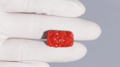 Japanese Ganesh Carving Red Coral(Moonga) 28.31 Carats