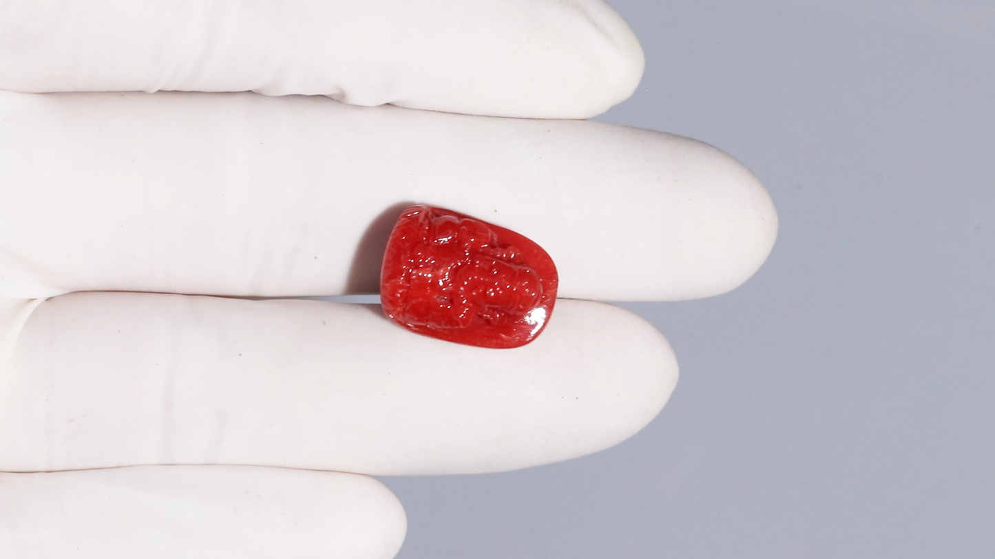 Japanese Ganesh Carving Red Coral(Moonga) 16.98 Carats