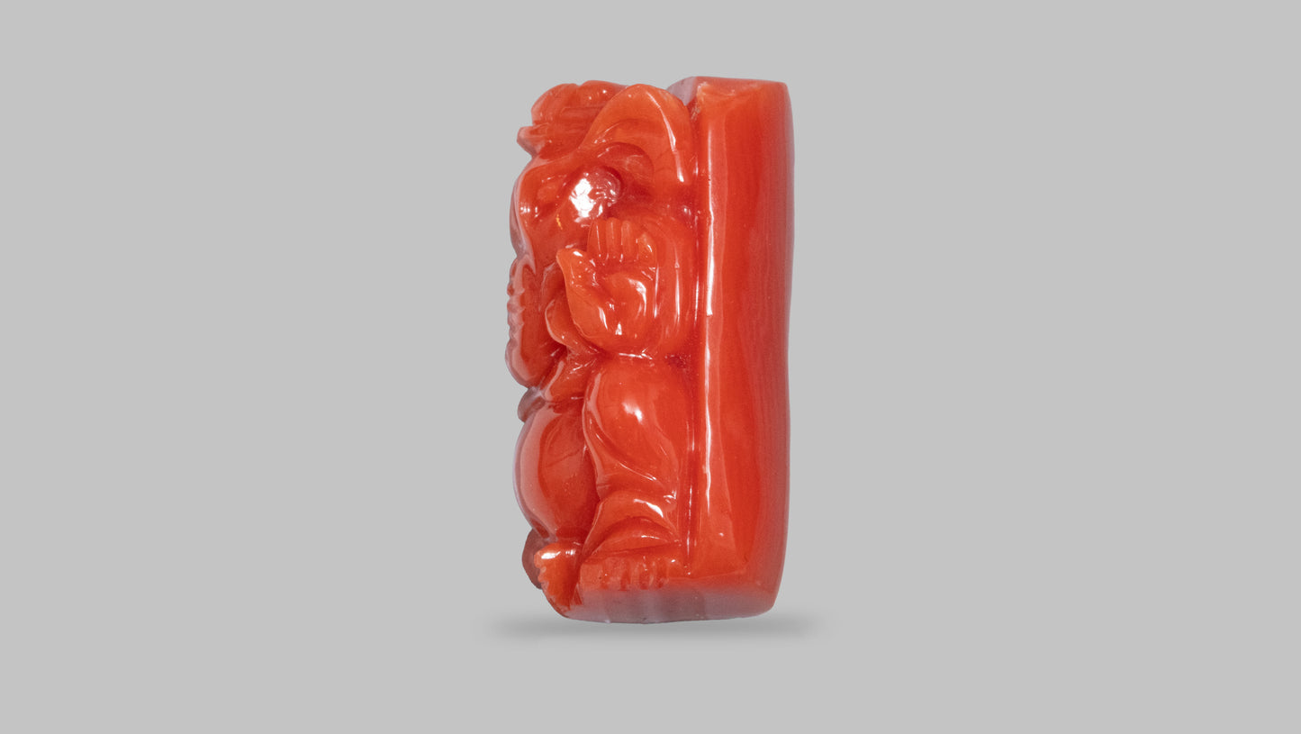 Japanese Ganesh Carving Red Coral(Moonga) 28.31 Carats