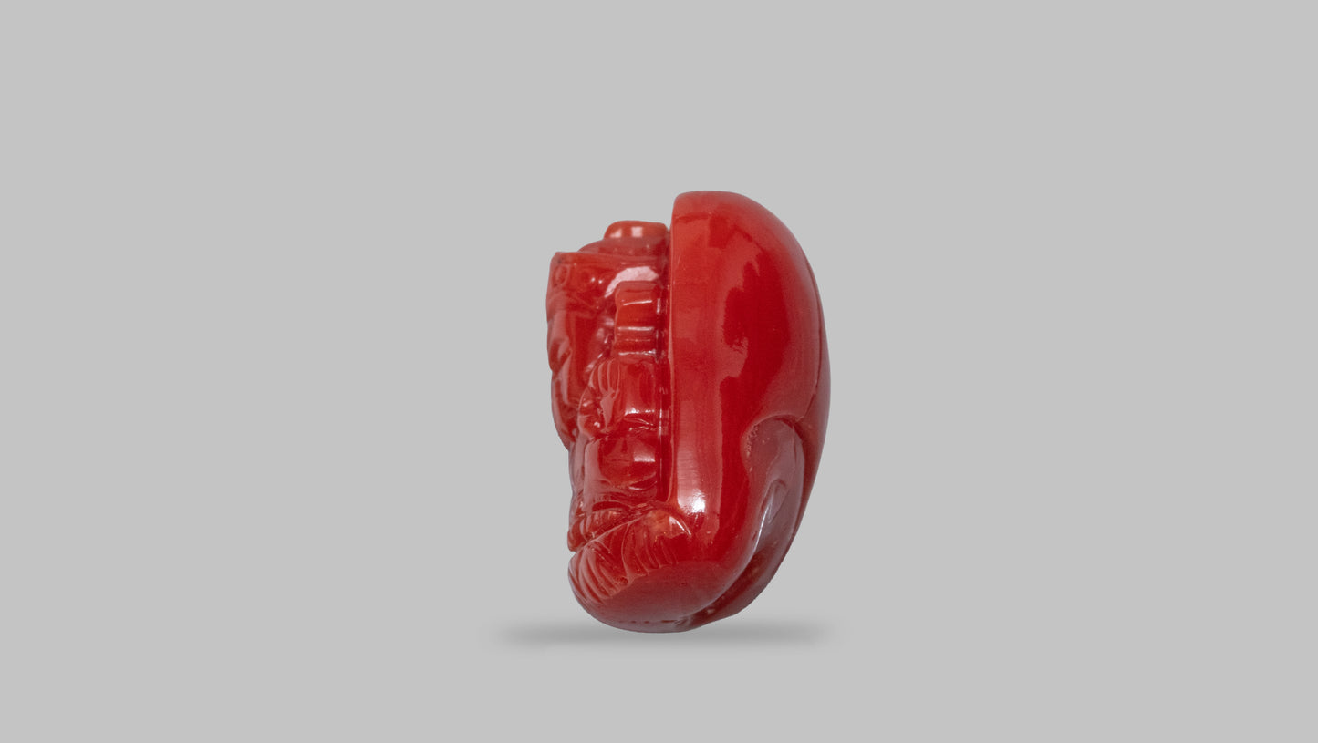 Japanese Ganesh Carving Red Coral(Moonga) 16.98 Carats