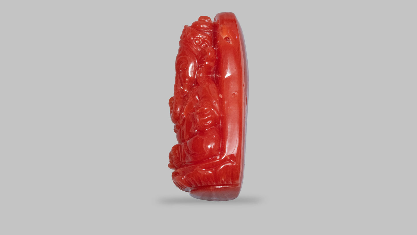 Japanese Ganesh Carving Red Coral(Moonga) 22.51 Carats