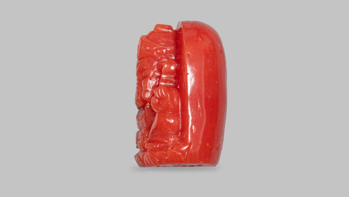Japanese Ganesh Carving Red Coral(Moonga) 25.32 Carats